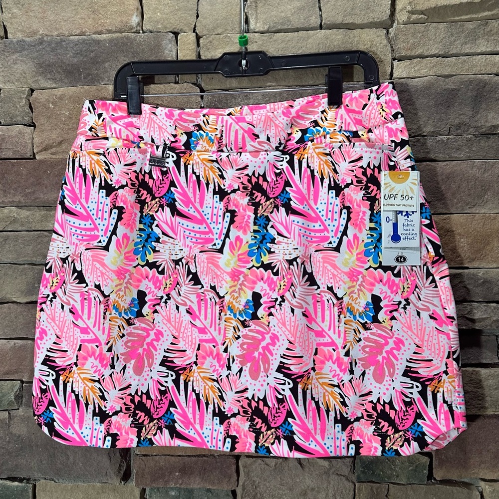 Women's Pink Floral Active Skort - UPF 50+